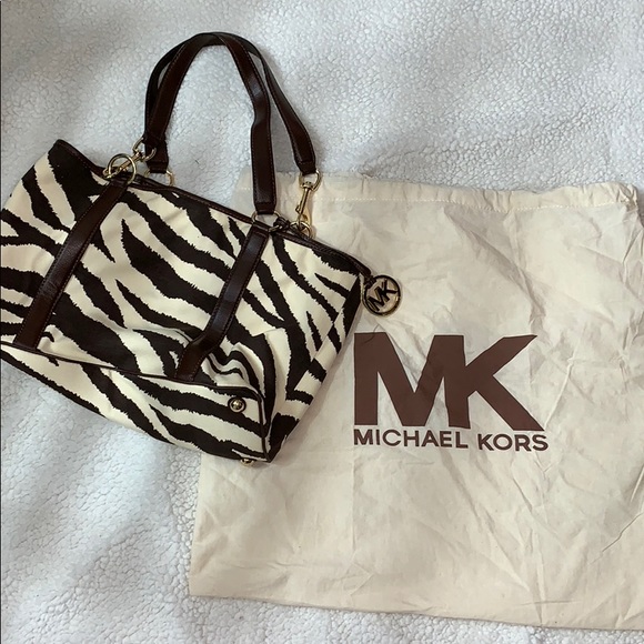 Michael Kors Zebra Print Canvas Tote Bag - Picture 2 of 8